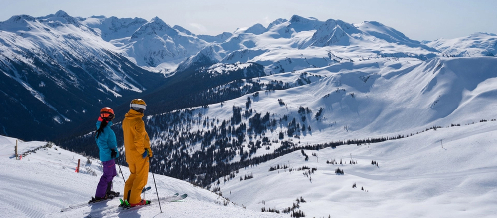Top Romantic Destinations for Your Honeymoon couple skiing whistler h 7