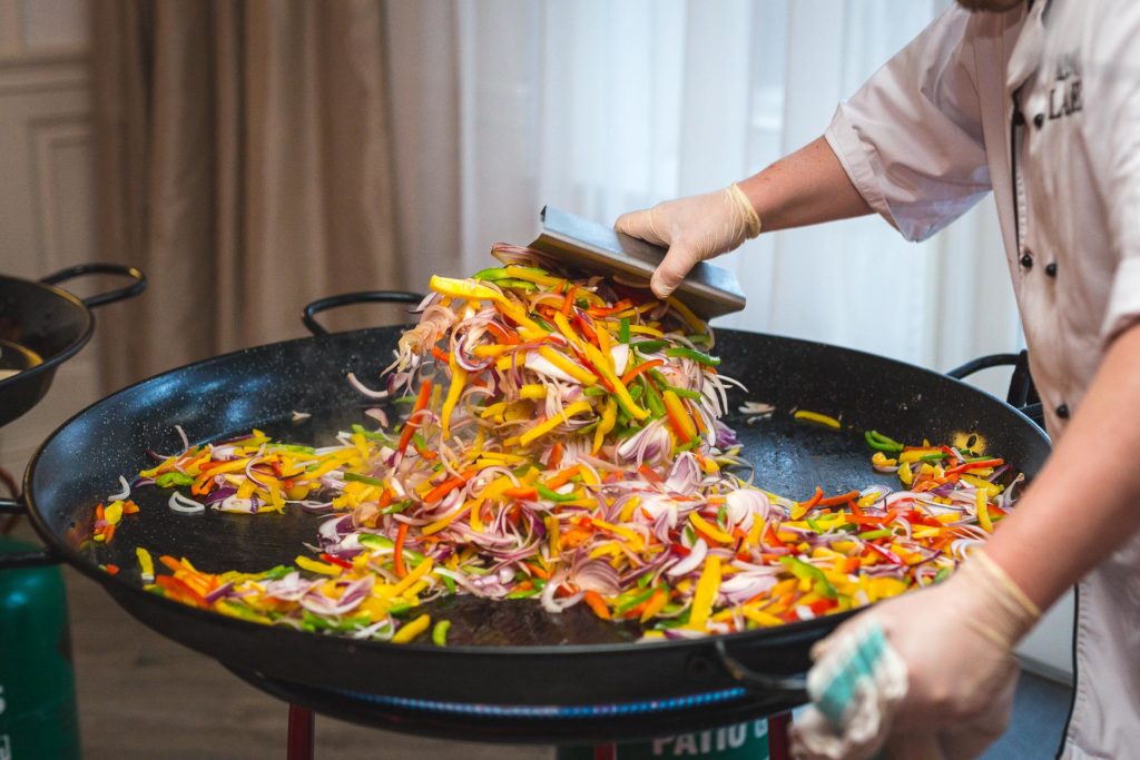 evening food at manor by the lake